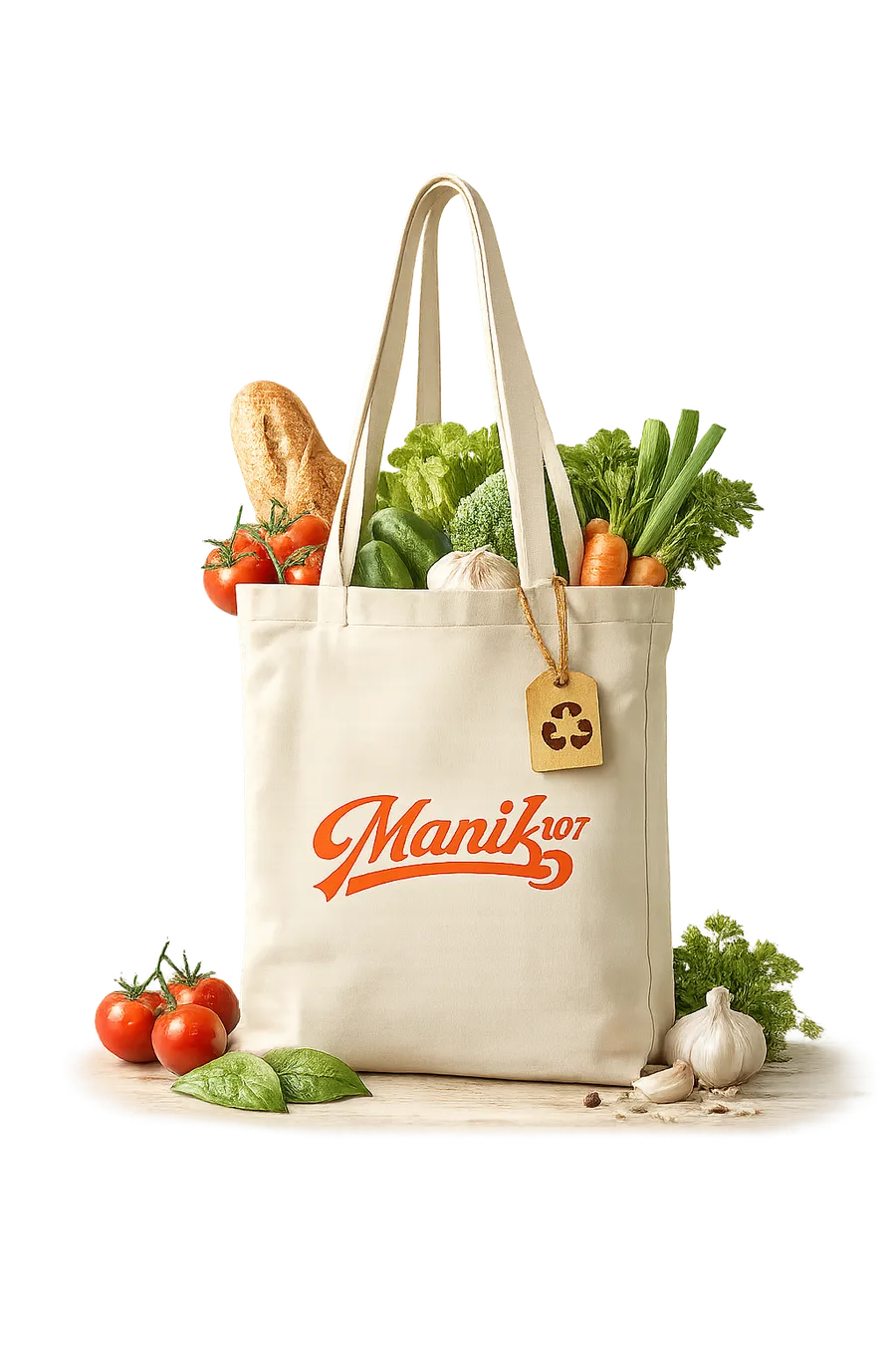 Ecobag personalizada modelo Com Fundo, tecido natural cru